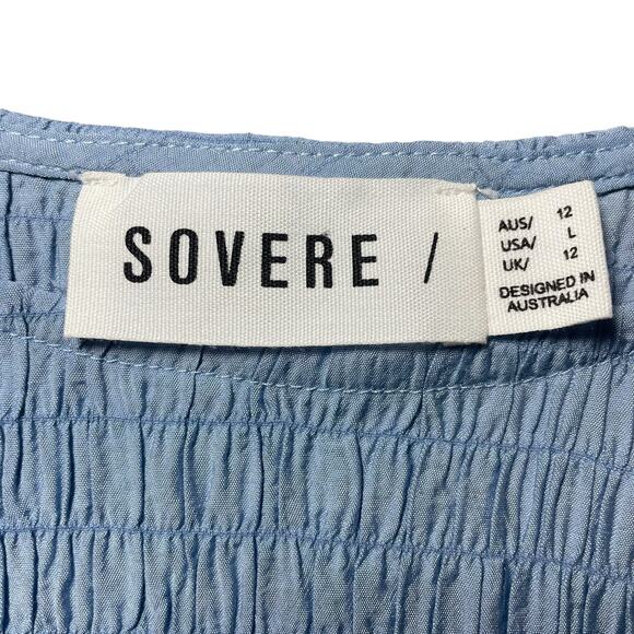 SOVERE Tie Front Light Blue Stretchy Crop Fit Top Blouse Size AUS 12 / US Large - Picture 3 of 9